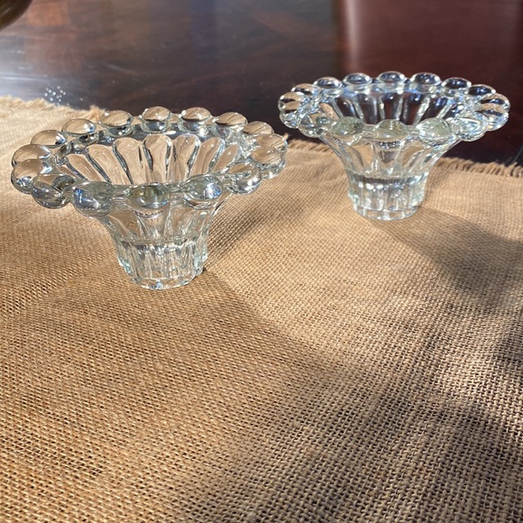 Pair of vintage bubble glass reversible candleholders. - Picture 3 of 4